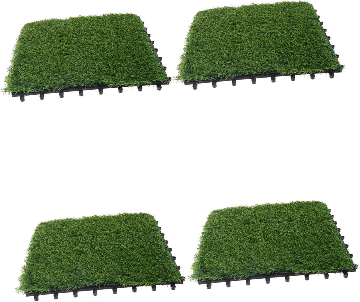 Kunstgras Tegels - Nepgras Vloer - Tuin Decoreren - Interlocking Systeem - 4 stuks - Groen