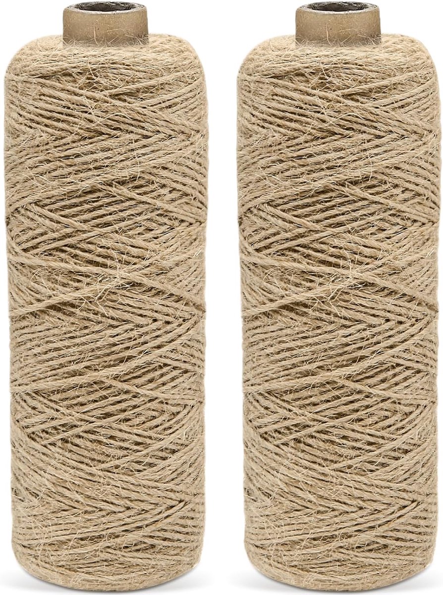 touw, 2 stuks, 200 m, natuurlijk, bruin, 1 mm, jute garen, voor verpakkingen, knutselen, bloemen, decoratie, knutselen, 2 stuks