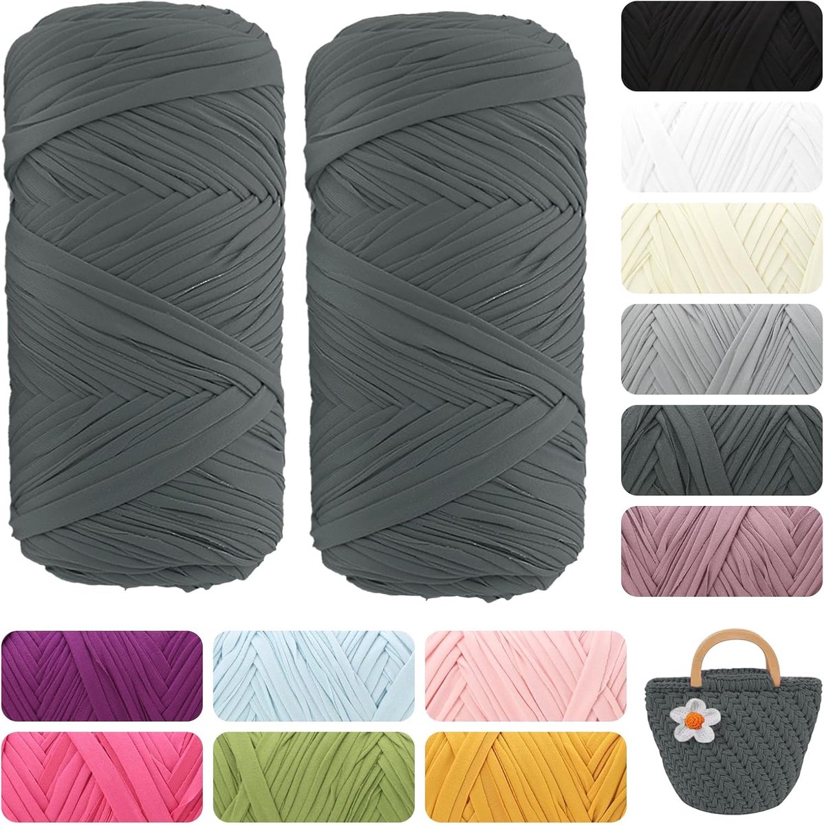 400 g, katoen, zacht, voor haken, breien en macramé, slijtvaste draad voor manden, tassen, tapijten en fittingen, doe-het-zelf draad voor beginners en professionals