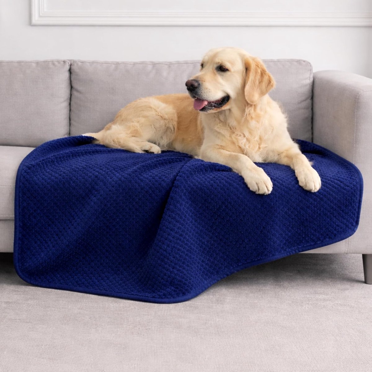 Waterdichte Hondendeken - Auto, Bed, Bank, Hondendeken 100x120cm - Omkeerbaar en Machinewasbaar Fleece Hondendeken - Marineblauw