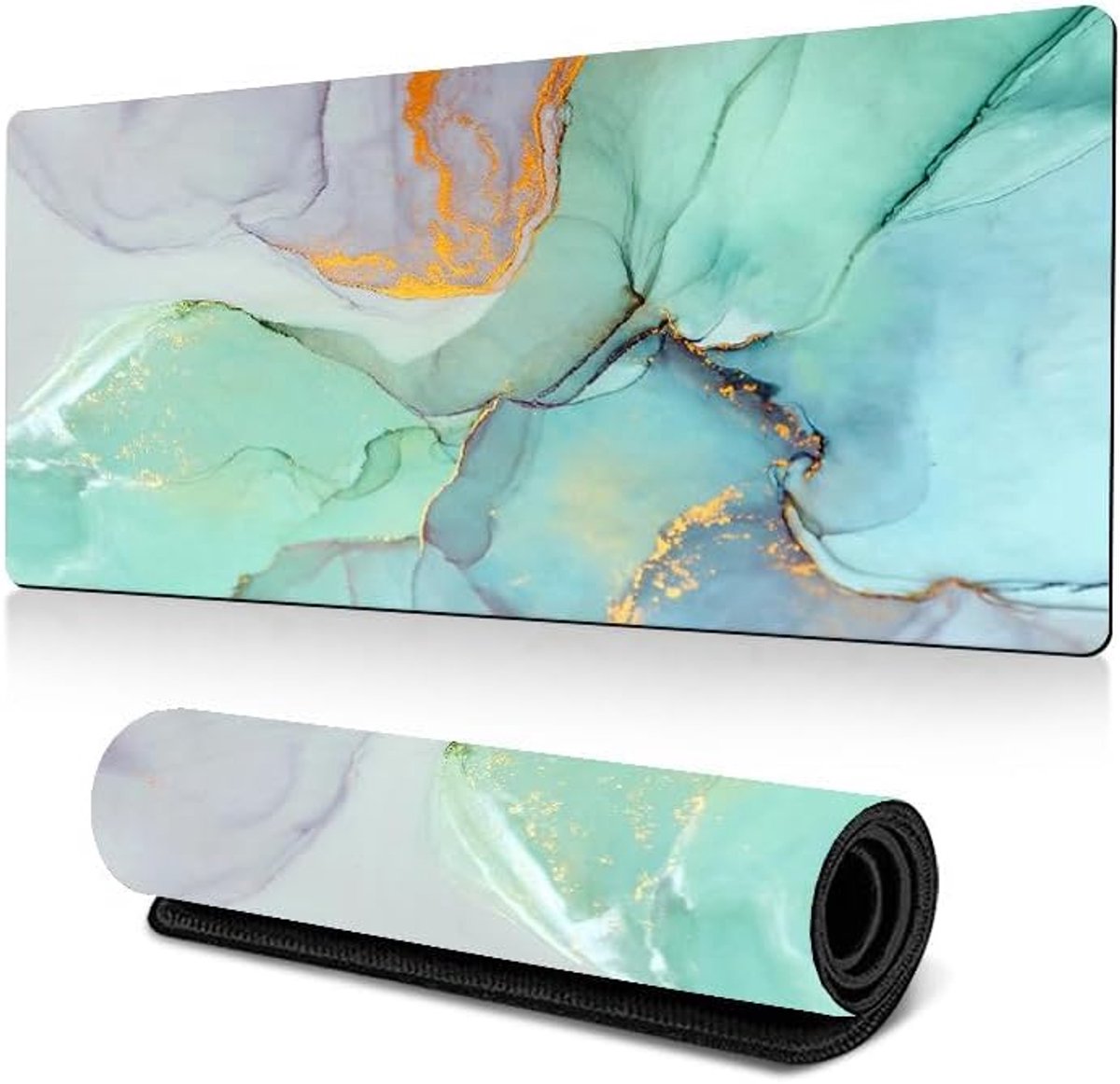 muismat XXL, 900 x 400 mm, grote muismat, antislip rubberen basis, bureauonderlegger voor pc-kantoor, werk, gaming, studie, laptop, computer, thuis - zwart (groen, 900L x 400B mm)