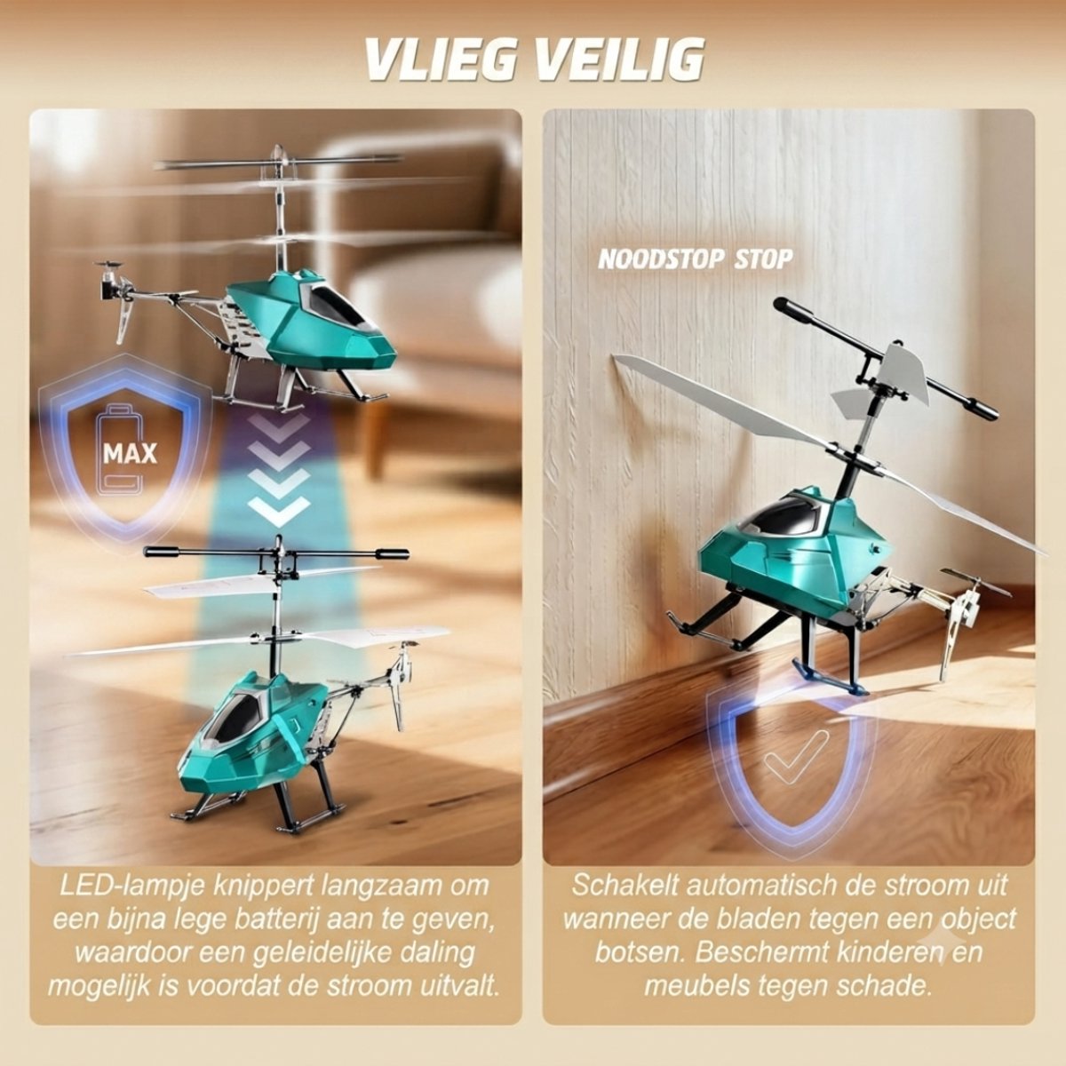 SP® Rc Helicopter - Rc Helicopter voor Buiten - Bestuurbare Helikopter - Blauw - 31cm x 6cm x 14cm — cadeau in Spellen & Speelgoed - foto 5
