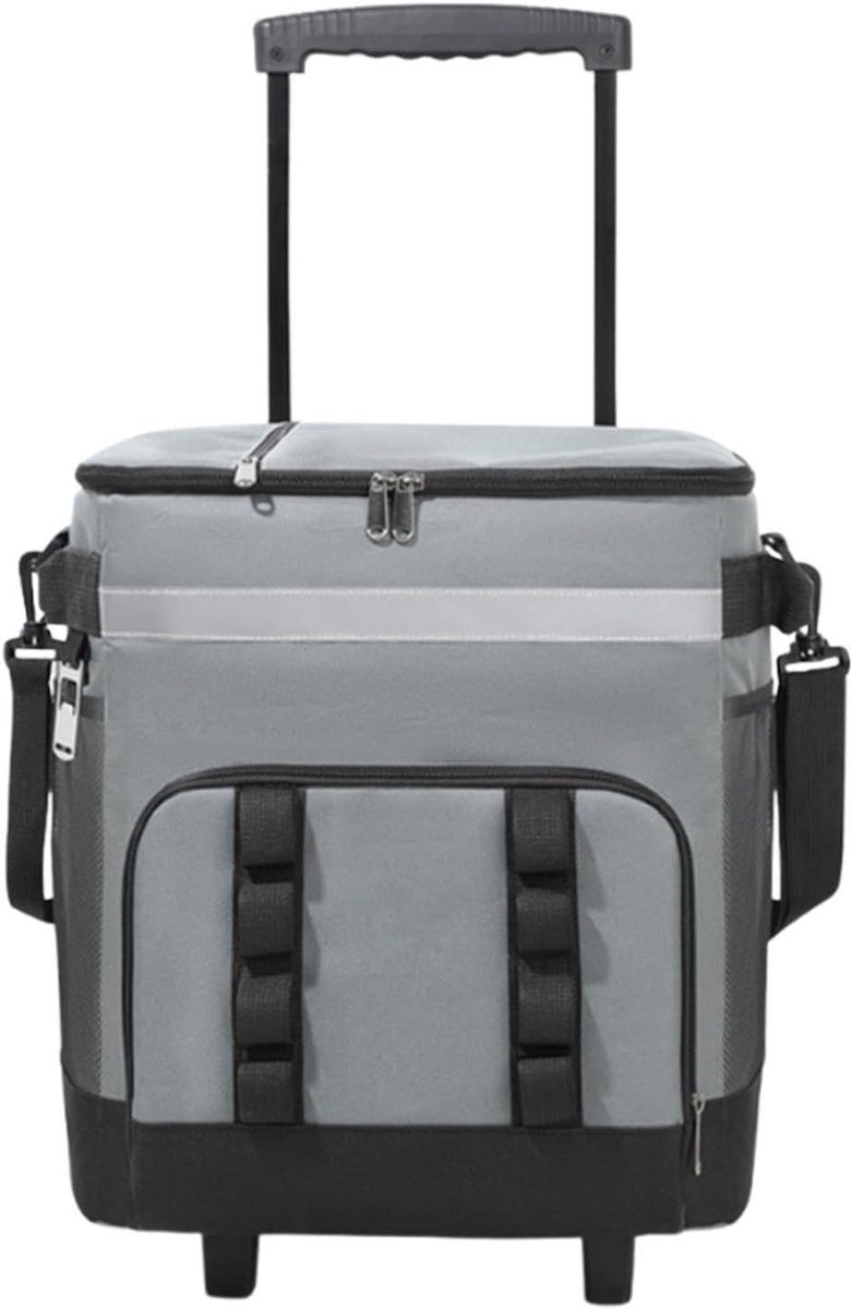 Rolkoelbox met wielen - Grote koeltas - Buitenactiviteiten - Waterdichte EVA-voering - 35 liter - Donkergrijs