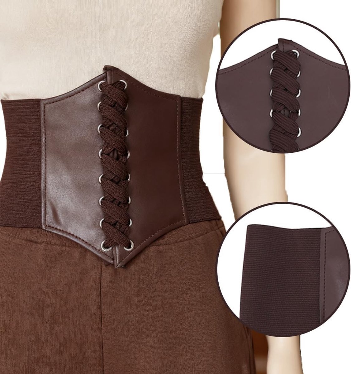 Faux leren korset voor vrouwen, verstelbare riem voor middeleeuwse kostuums en piratenthema feesten, ideaal voor carnaval en evenementen