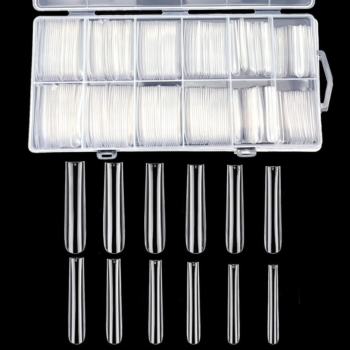 240x XXXL Doorzichtige nepnagels set, extra lang volledige dekking taps toelopende vierkante nageltips voor acryl- en gelnagels, 3XL transparante nep vingernagelverlenging, manicuresalon, DIY