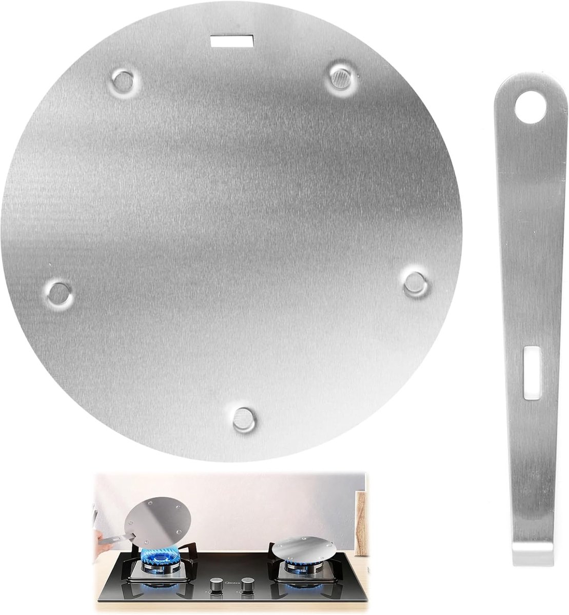 Inductie-adapterplaat voor inductiekookplaat met afneembare handgreep | 19.5CM roestvrijstalen inductie-adapterplaat, adapter, inductiekookplaat, gelijkmatige warmtegeleiding op moka-pannen