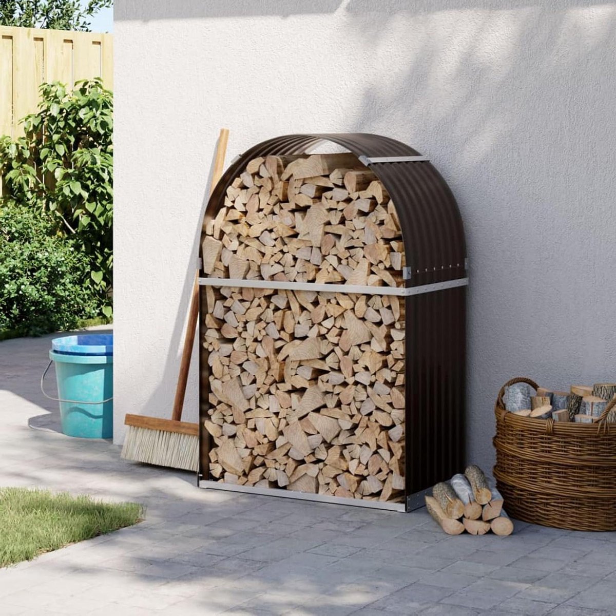 Haardhoutrek - Houtopslag - Haardhout Opslag - Verzinkt Staal - 80 x 45 x 120 cm - Bruin
