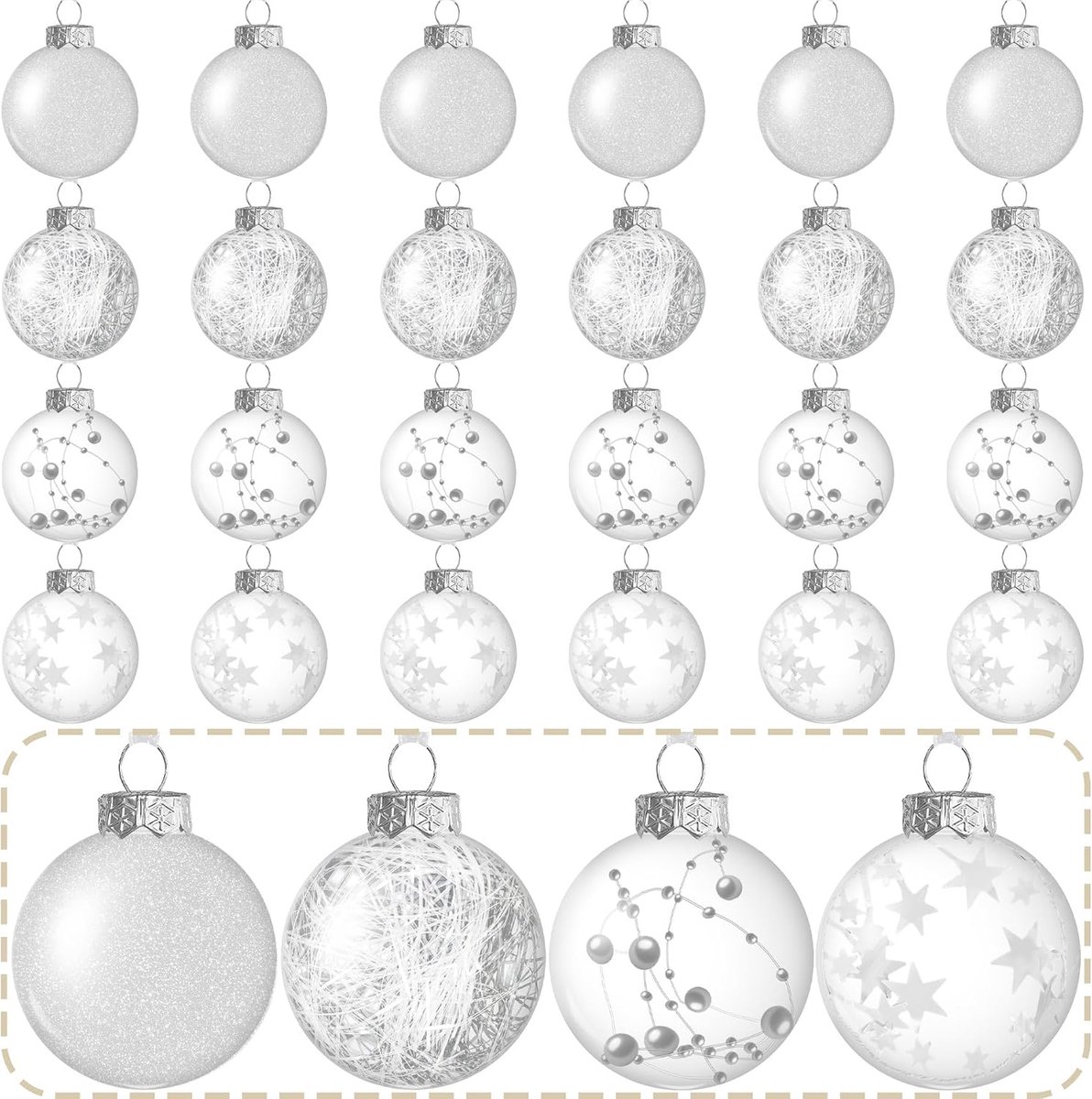 Kerstballen, 6 cm kerstballen, vulbare doe-het-zelf kerstballen van kunststof, kerstballen, boomversiering, kerstboomversiering, kerstdecoratie voor kerstfeest