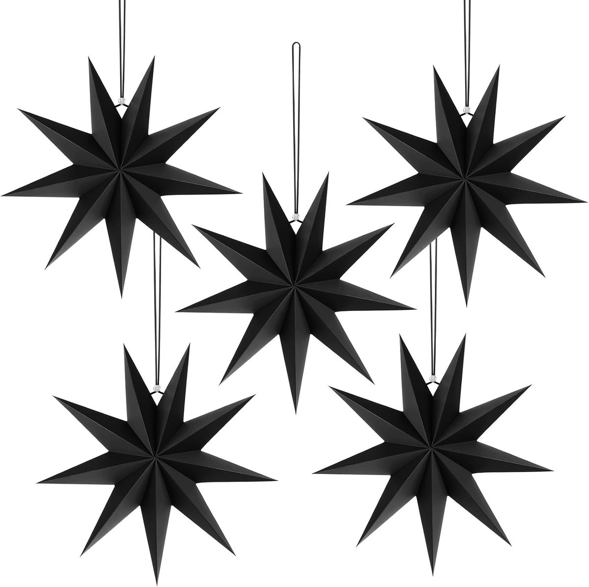 Vouwster Decoratie - Papieren Sterren - Feestelijke Aankleding - 3D Stervorm - 30 cm - Zwart