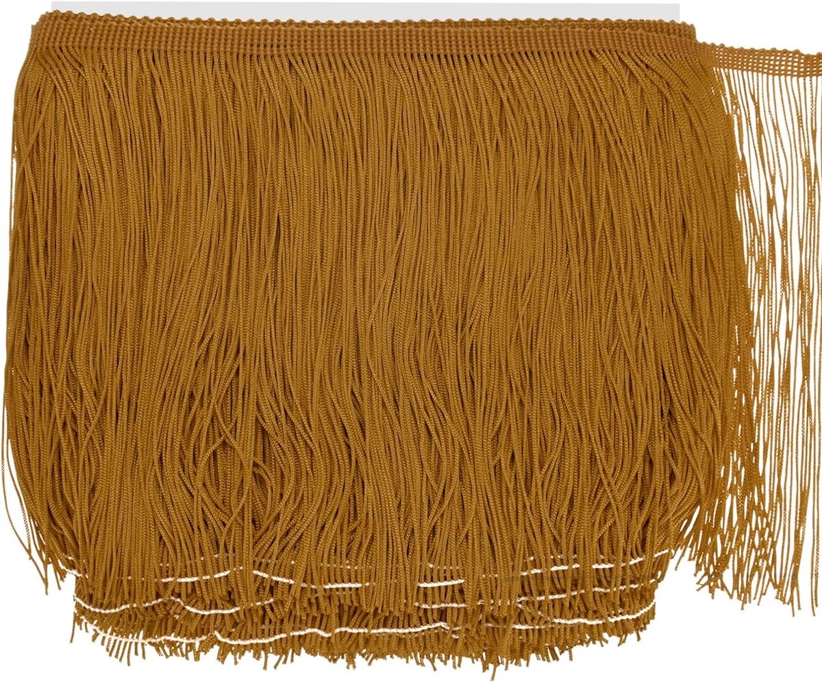 METERXITY Chainette franjes, 20 cm polyester vlecht kwastjes trim voor doe-het-zelf ambachten/Latijnse jurk/lampenkap decoratie/trouwjurk/naaien/kleding franje garen [koffie]