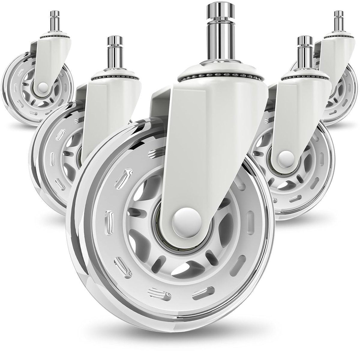 Bureaustoelwielen, set van 5, 10 x 22 mm, reservewielen voor bureaustoelen, stoelwielen geschikt voor harde vloeren en parket, compatibel met 1-KEA bureaustoelen