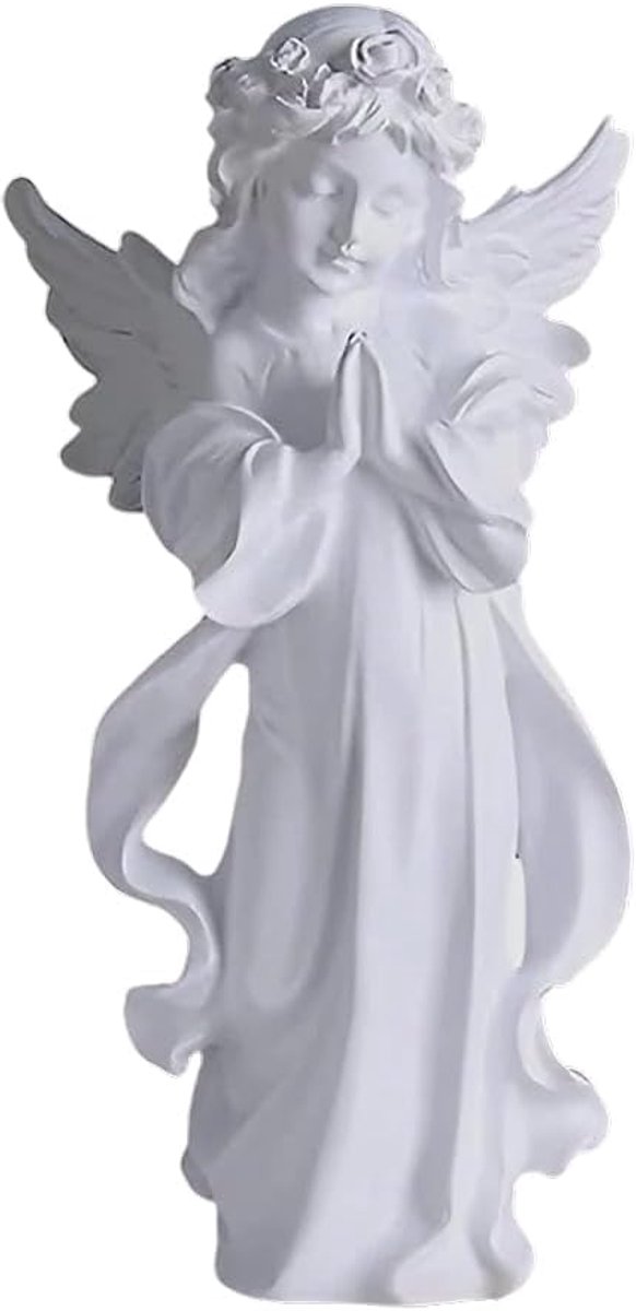 decoratie, engelbeeldjes, witte hars figuur, voor begraafplaats decoratie en huis, tuindecoratie, grafdecoratie, bruiloften, Kerstmis en meer (groot)