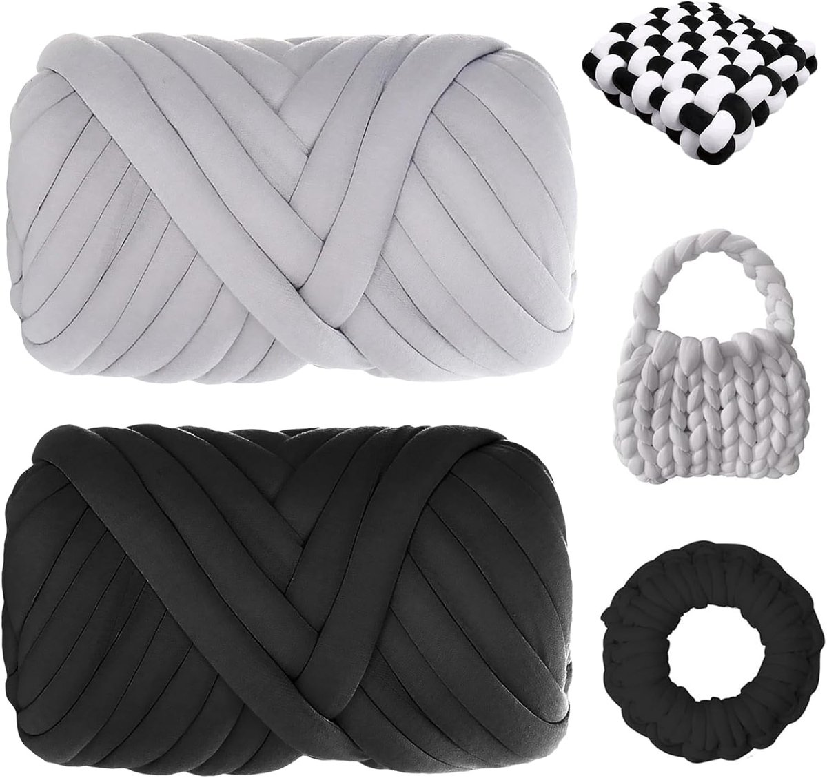 2 stuks dikke wolgaren, breiwol, 500 g/25 m, dikke wol voor handbreien, dikke wol voor handbreien, omvangrijk textielgaren voor haken, voor beginners, dekens, tassen, handbreigaren, 2 stuks