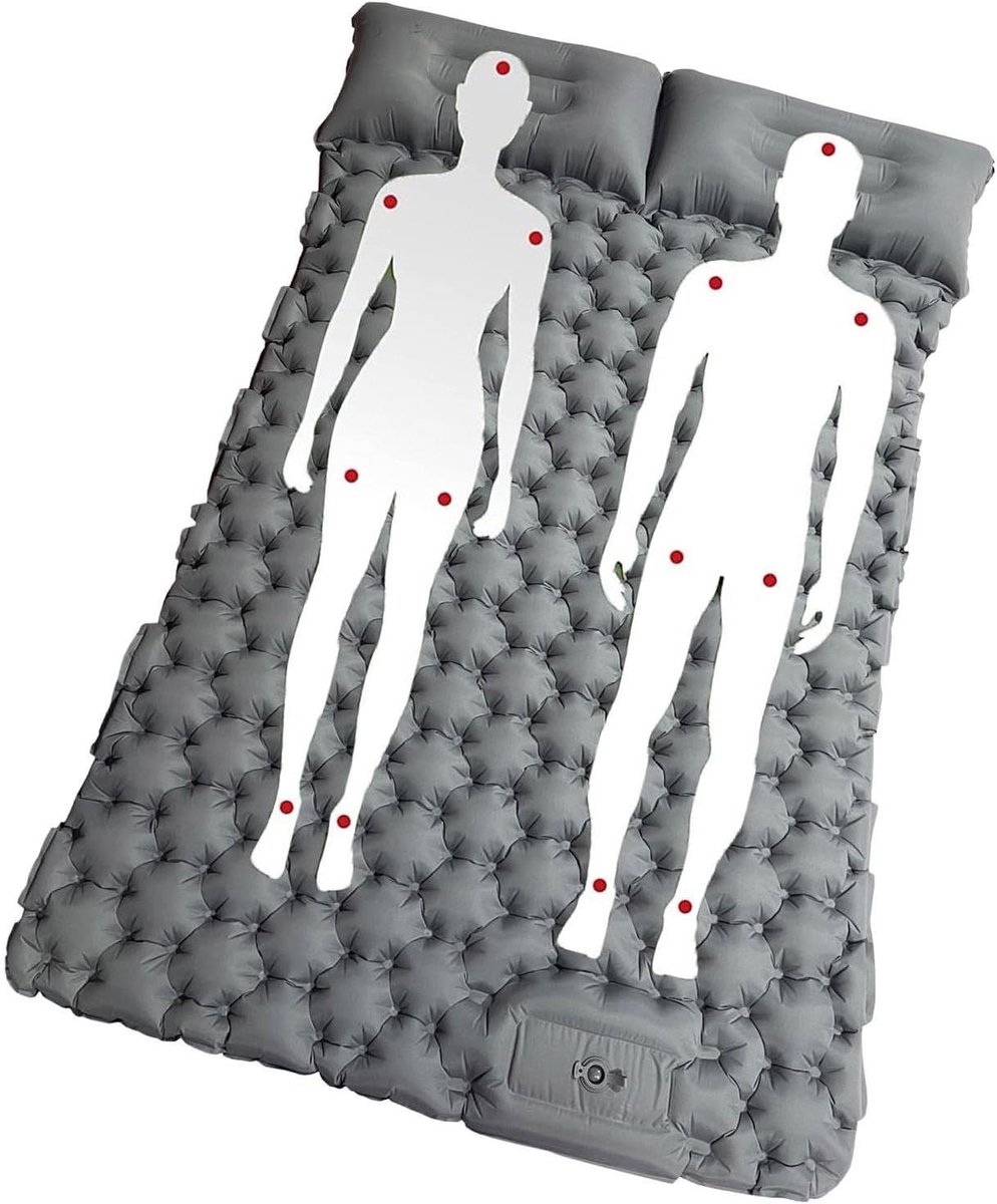 Opblaasbaar Luchtbed - Kampeerbed Matras - Buiten Kamperen - Ingebouwde Pomp - 196x125x9 cm - Lichtgrijs