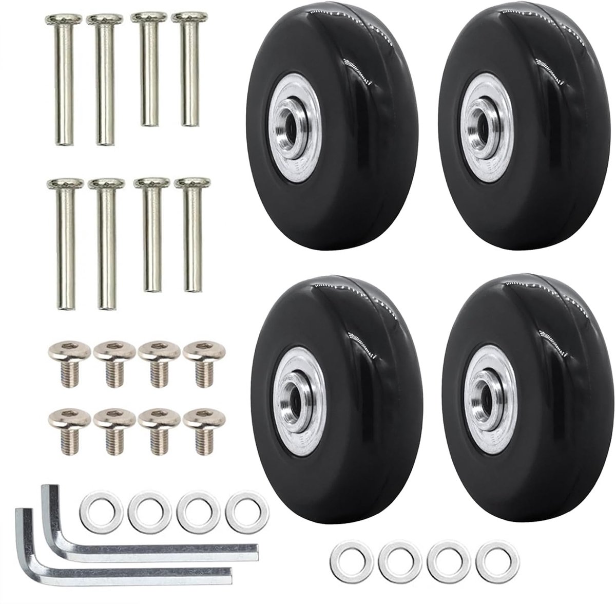 4 stuks reservewielen voor koffer, zwenkwielen, rubberen reserveonderdelen voor koffer, trolley, koffer, reservewiel voor accessoires, wielen, koffer, vervanging voor bagage, Zwart, 50mm x 18mm