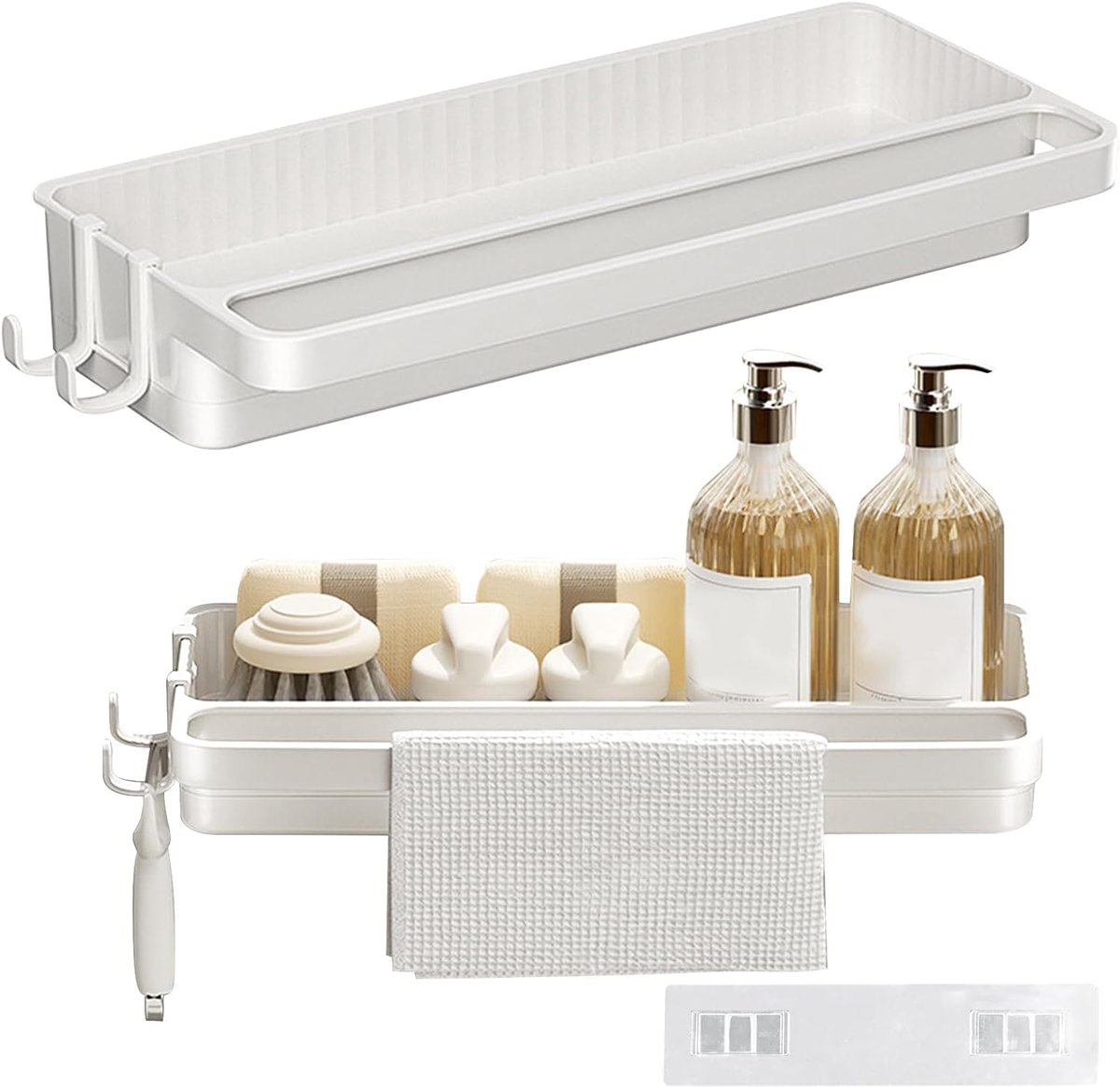 Sponshouder voor keuken, gootsteenorganizer van kunststof, multifunctionele opslag voor keukengerei en badkamer, wandmontage, servies
