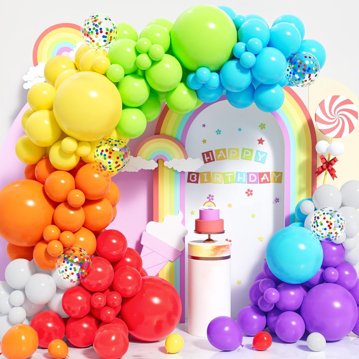 Ballonnen, 124 stuks regenboog ballonboog kit 18 12 10 10 5 inch diverse kleuren latex ballonnen slinger veelkleurige ballonnen voor kinderen kleurrijke verjaardagsfeestje bruiloft verloving