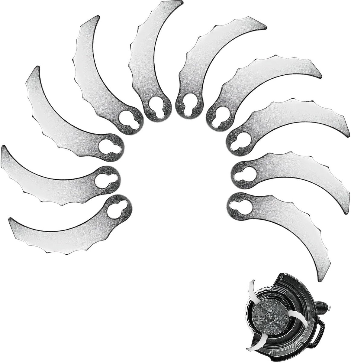 Grastrimmer-messen, 10 stuks, metaal, metalen messenset voor accu-grastrimmer, reservemessen voor grastrimmer, metaal, reservemes, grastrimmer, metaal
