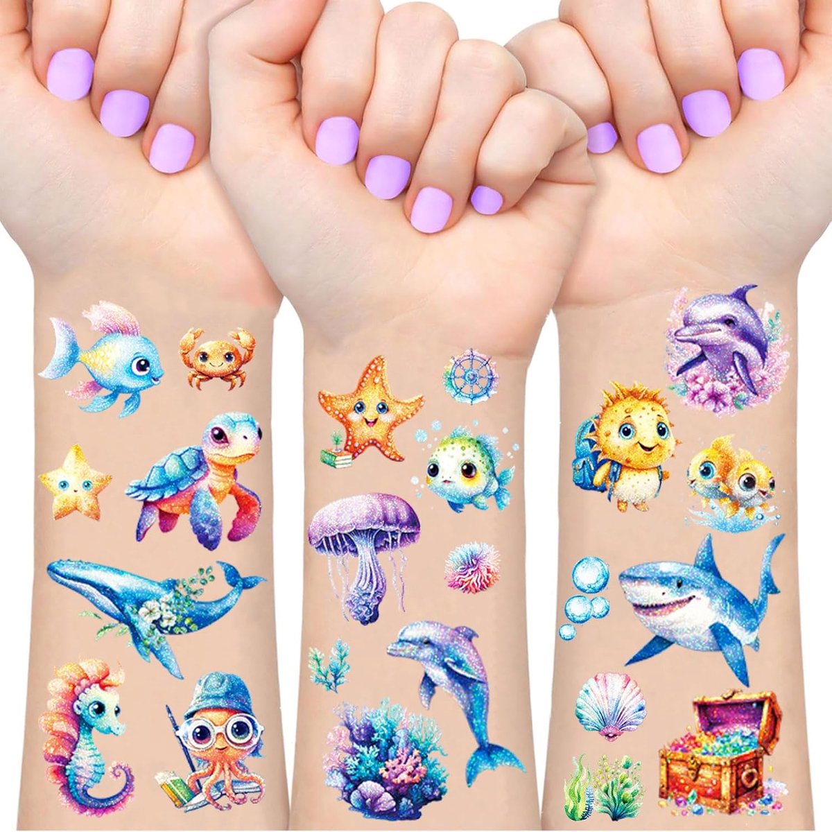 Tijdelijke Tatoeages voor Kinderen, Oceaan Geschenken voor Gongens en Meisjes, Feestdecoratie, Verjaardagsfeestje Bag Filler