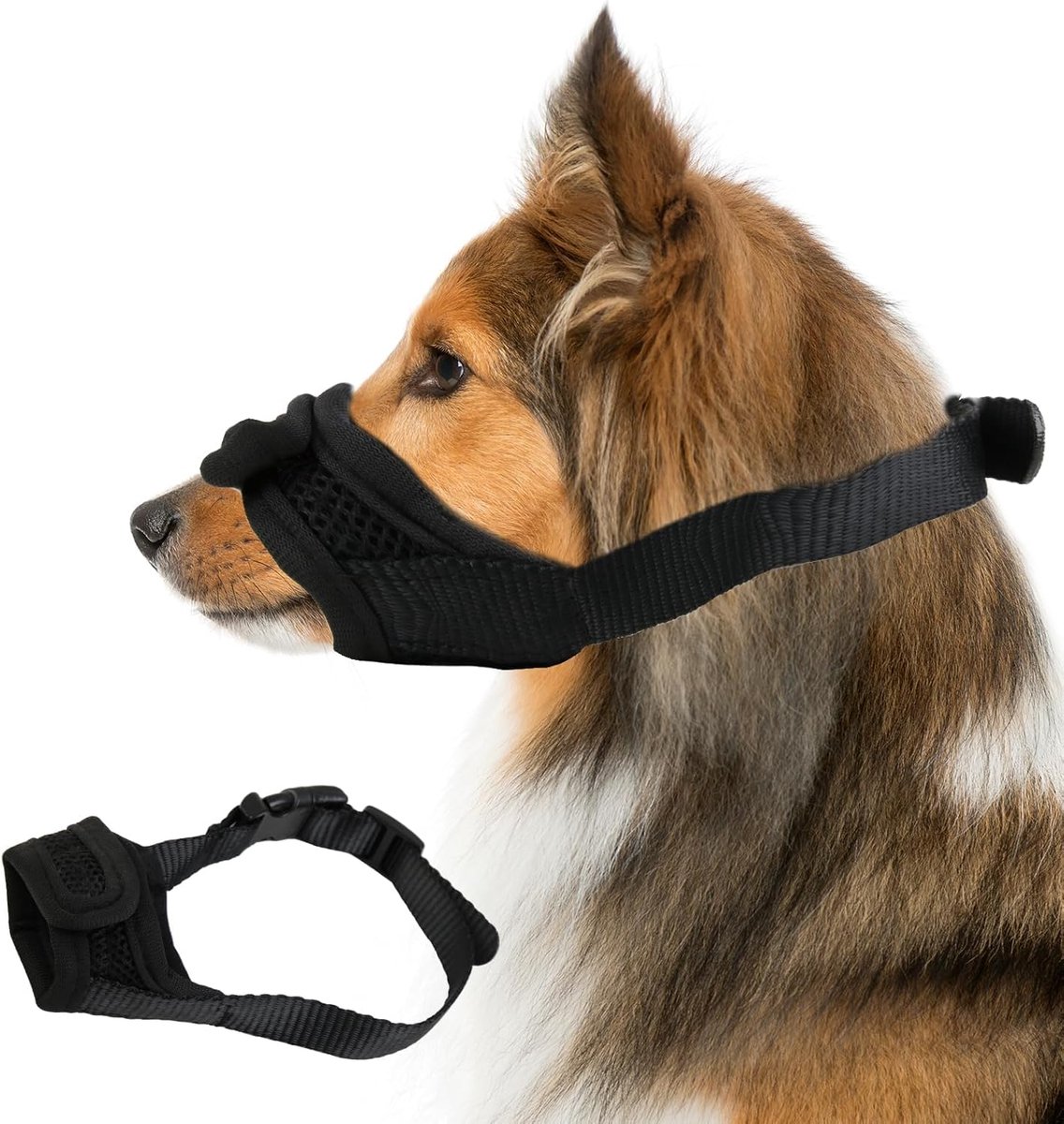 Muilkorf tegen bijten, voor kleine honden, nylon, licht, zacht, verstelbaar, anti-blaf, anti-vergiftiging, voor Corgi, Cocker Spaniel, Shiba Inu, Bichon Frise, Beagle (M)