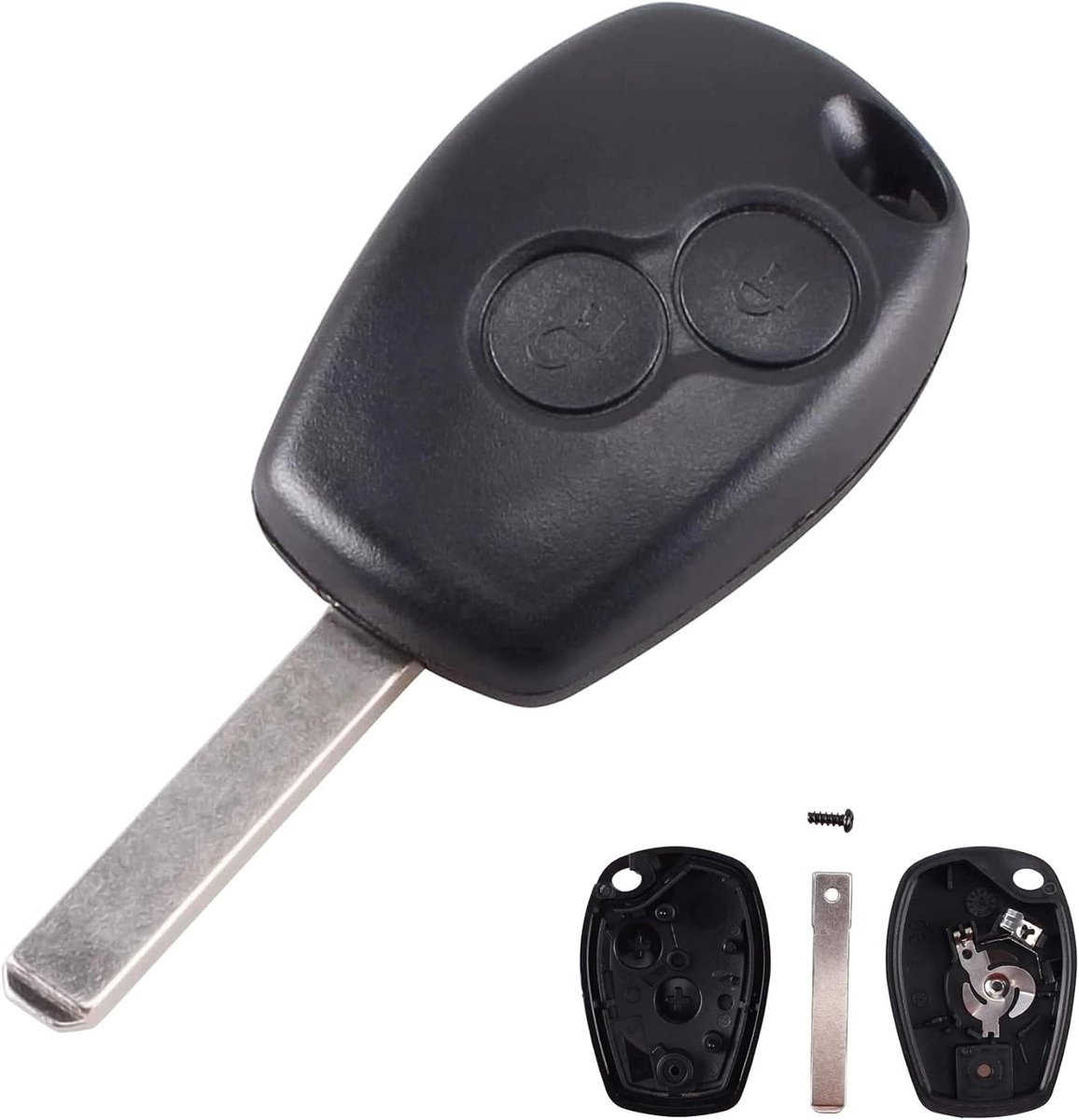 Horse 2 Knoppen Afstandsbediening Auto Sleutelbehuizing met Blad Vervanging Compatibel met Renault Vauxhall Vivaro Twingo Dacia Duster Clio Megane Kangoo Modus