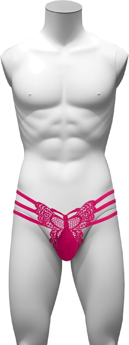 Tanga voor heren met vlinderhals, kanten rand, lage taille, sexy broekje met zakken, XS-L. — afbeelding 2