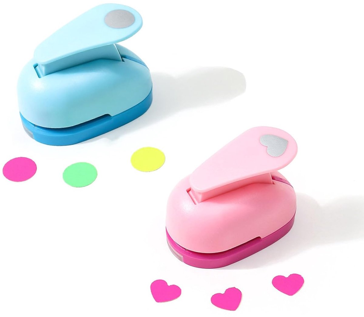2 stuks papieren ponsen in papiervorm, decoratief, hartperforator, ronde mini-stans voor scrapbooking, album, papier