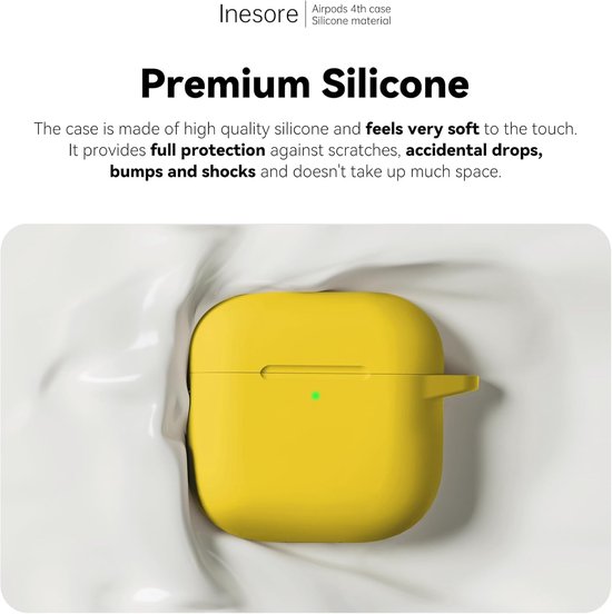 Compatibel met AirPods 4 Hoes met schoonmaakset, siliconen beschermhoes voor Apple AirPod 4 (2024/ANC), uniseks ontwerp - Geel van compatibel — afbeelding 2