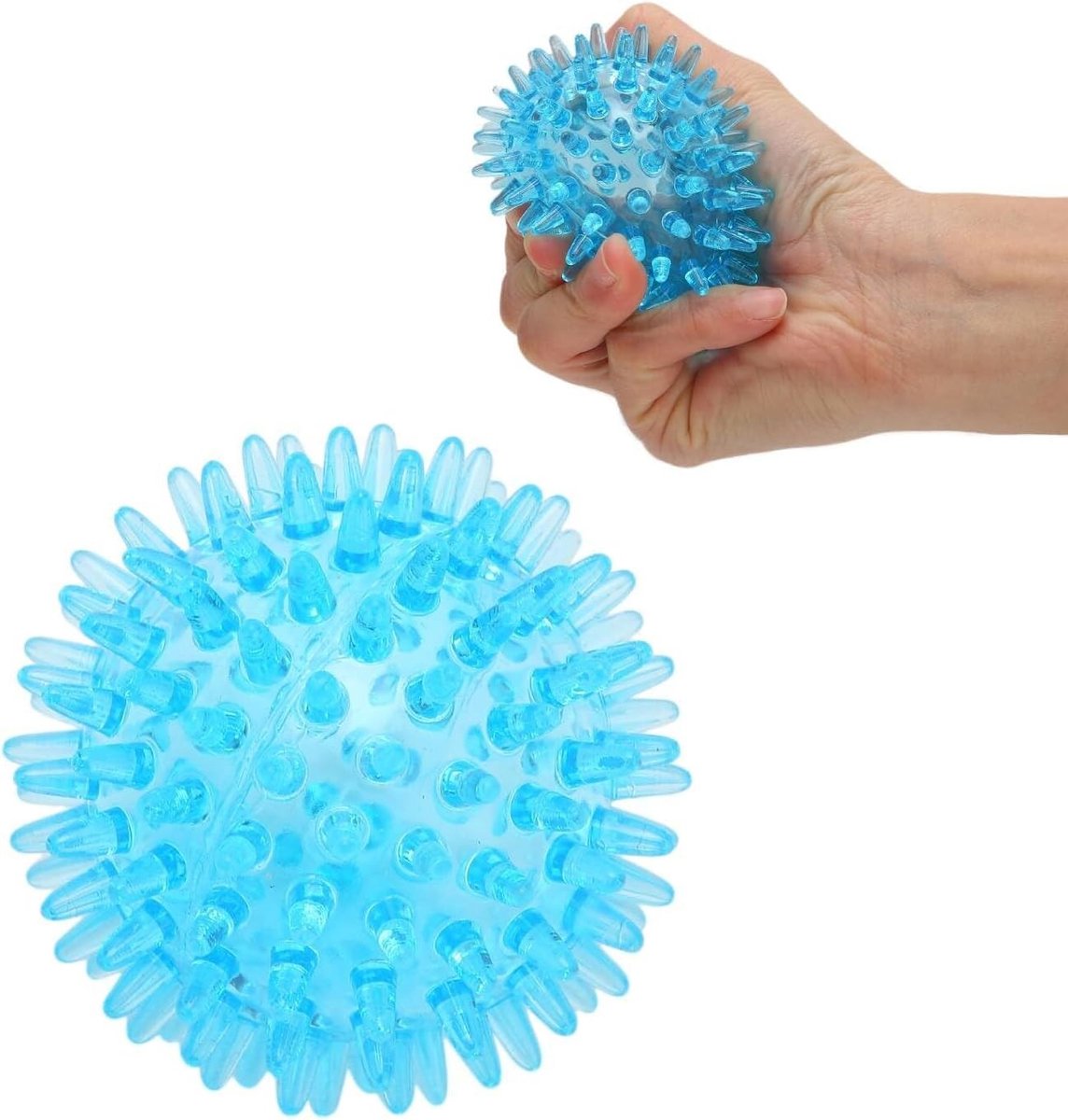 Massageballen voor Stressverlichting, Herstel en Reflexologie - Holle Zachte Massageballen voor Hand en Pols (Transparant Blauw, 7CM)