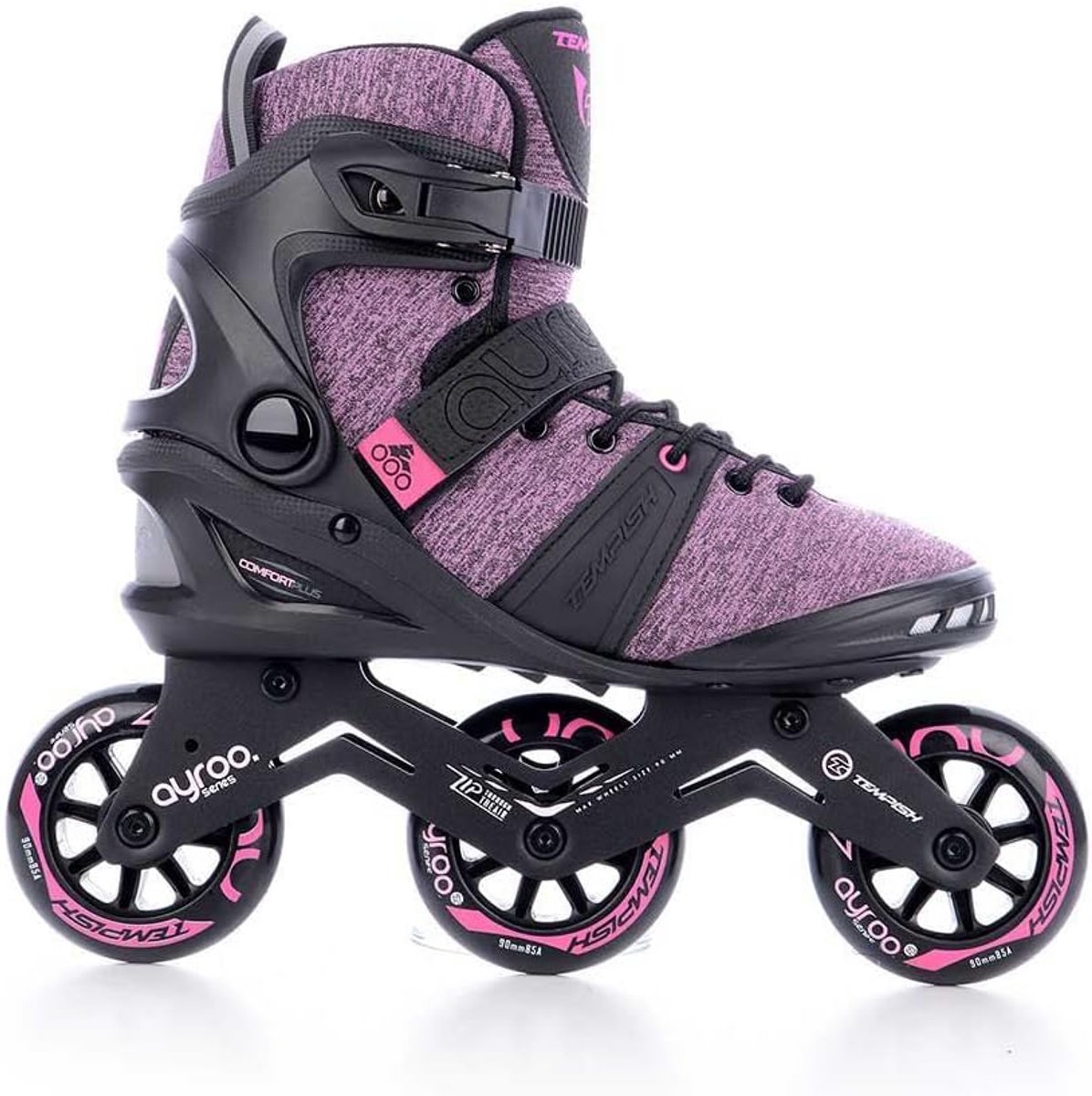 Dames Skeelers - Inline skates - Sportief Buiten - Aluminium Frame - 90mm Wielmaat - Zwart Roze