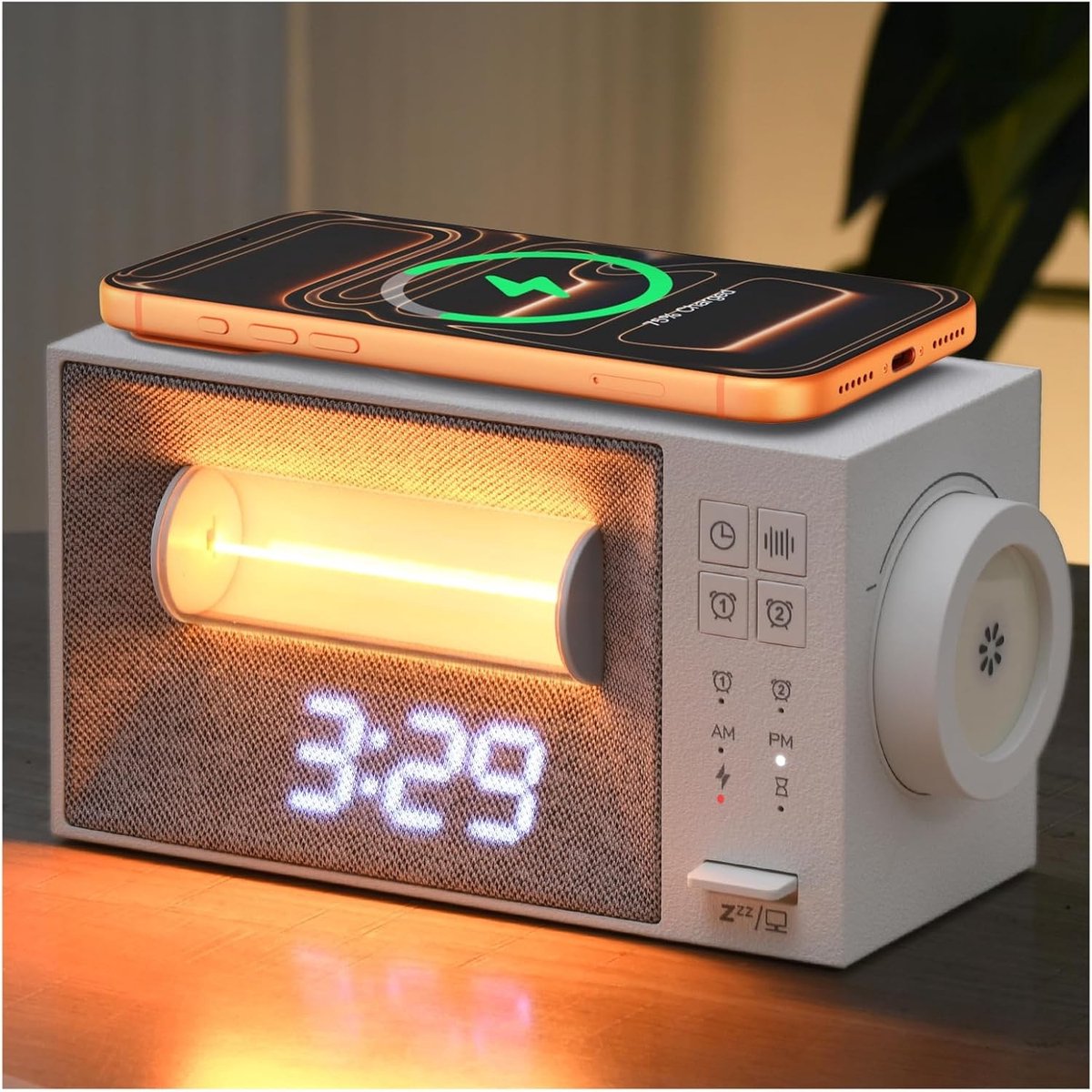 Wekkerradio op netstroom - Wit - 20 x 11 x 9 cm - 4-in-1 Functies - Voor Slaapkamer
