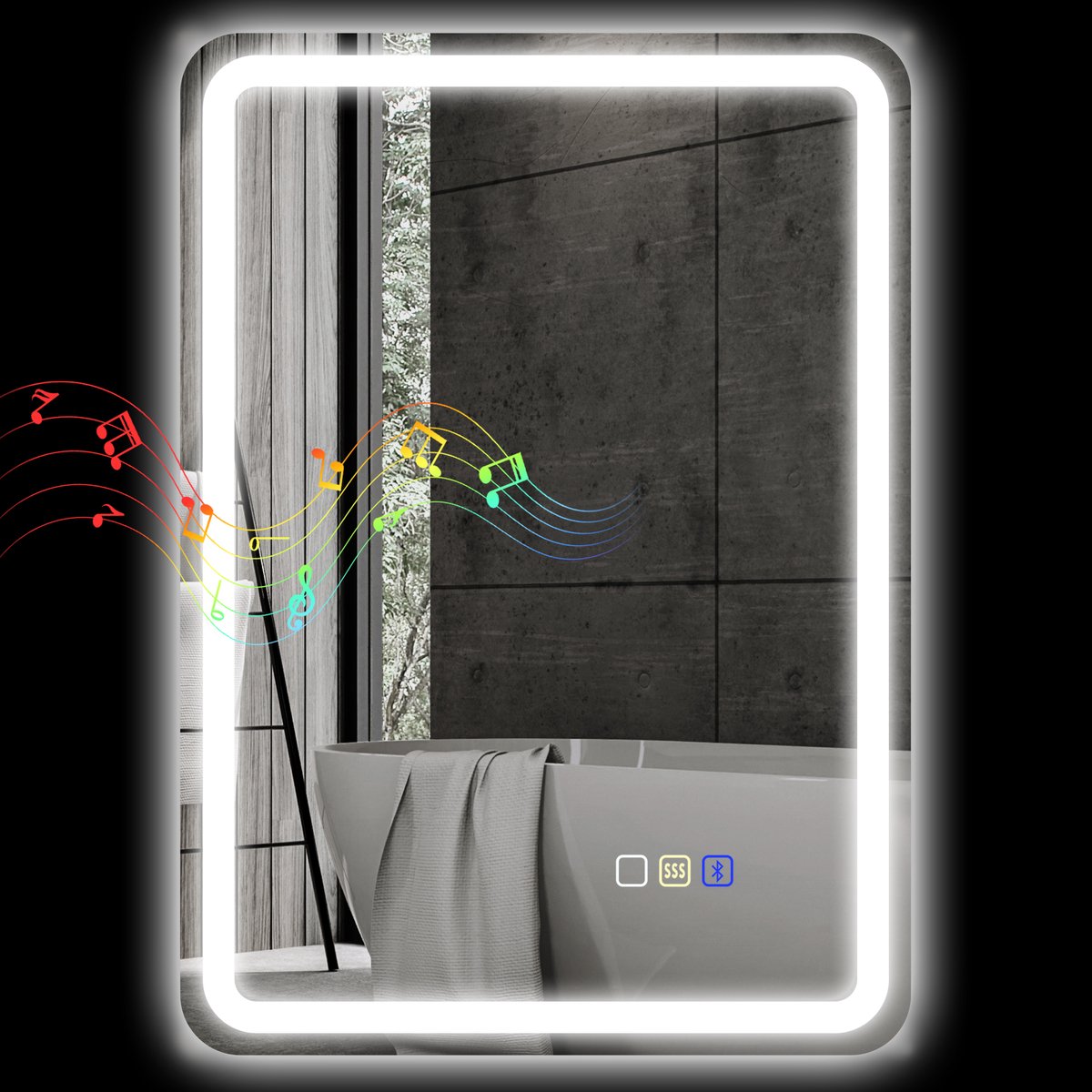Sogiol® Badkamerspiegel met Bluetooth - Zilver 70 x 50 cm