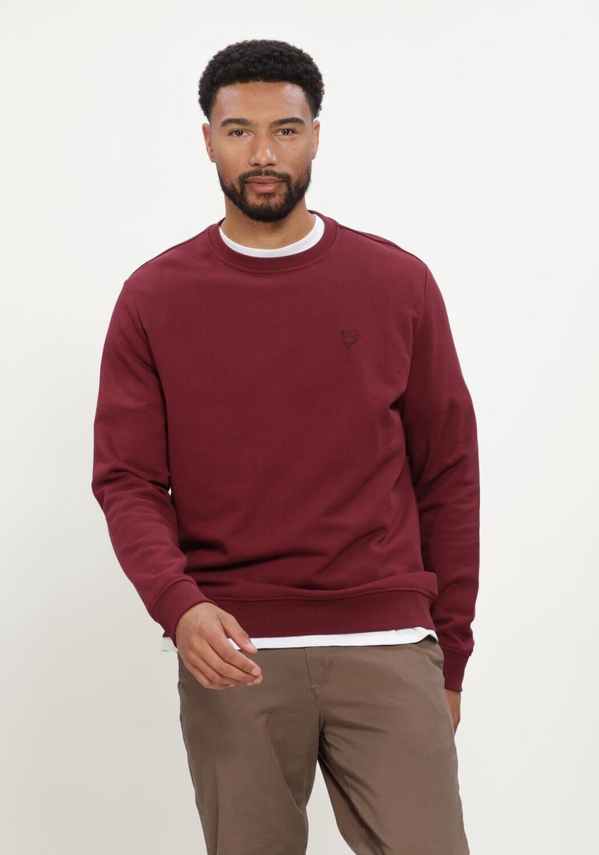 Lyle & Scott Superfine Crew Neck Sweatshirt Truien & Vesten Heren - Sweater - Hoodie - Vest- Bordeaux - Maat L