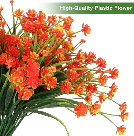 12Pcs Kunstbloemen Buiten Decoraties - Groene Struiken Planten - UV Bestendige Nepp bloemen - Binnen Buiten Hangende Planten Tuin Decor