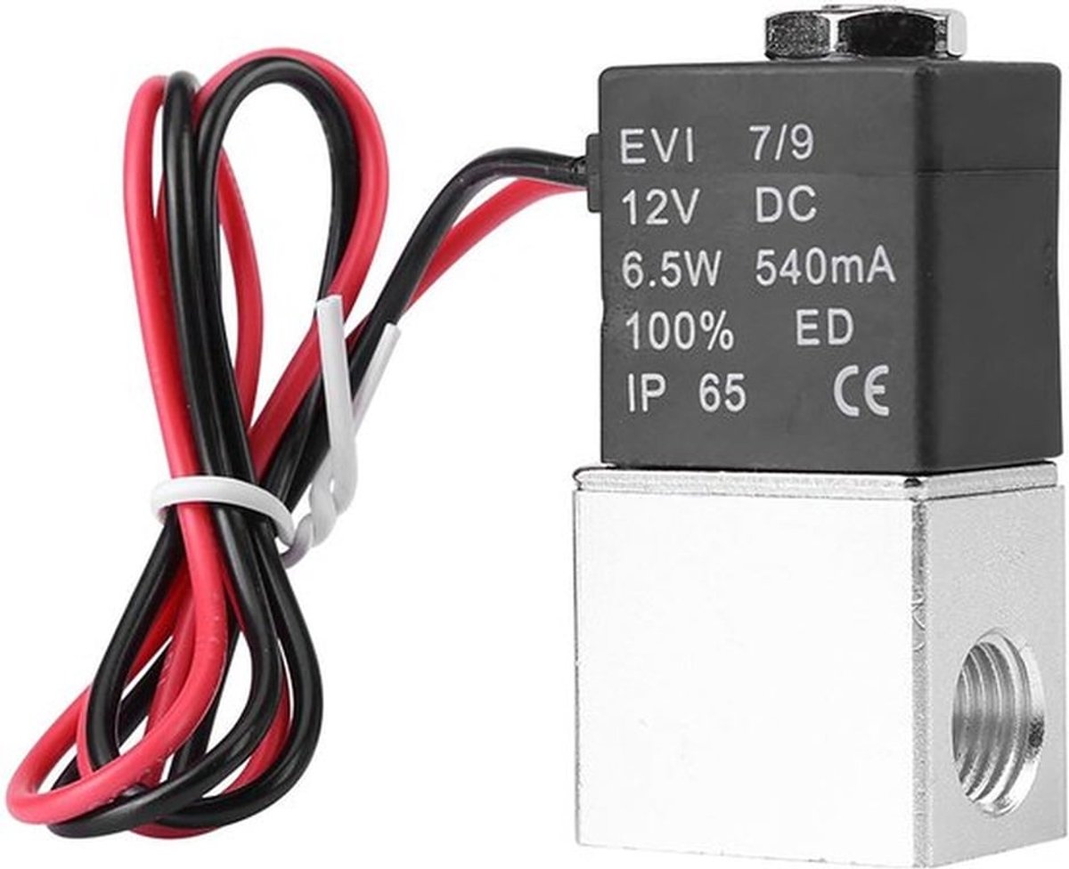 2-Weg Normaal Gesloten Pneumatische Solenoïde Ventiel 12V DC 1/4" Aluminium voor Luchttoepassingen