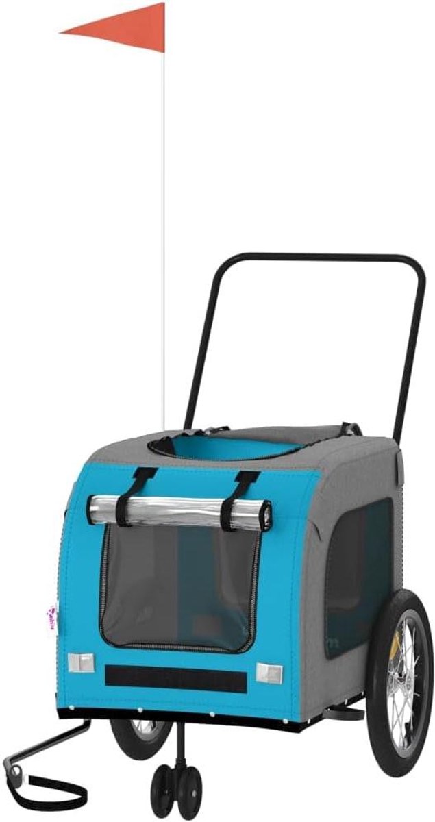 Fietskar Hond - Hondenkar Aanhanger - Veilig Vervoeren - Met Reflectoren - 45 kg - Blauw Grijs
