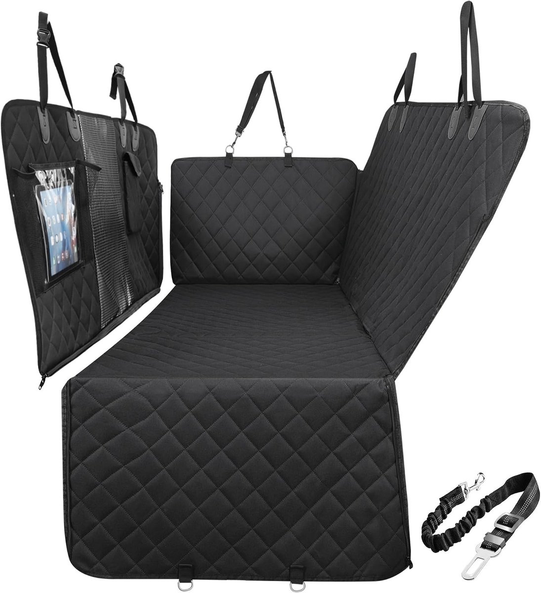 Gimars Hondendeken Voor De Achterbank Van De Auto, 157 X 137 Cm Grote Verdikte Krasbestendige Waterdichte En Universele Hondendeken Met Afneembare Voorklep Van Gaas Voor Vrachtwagens En SUV’s