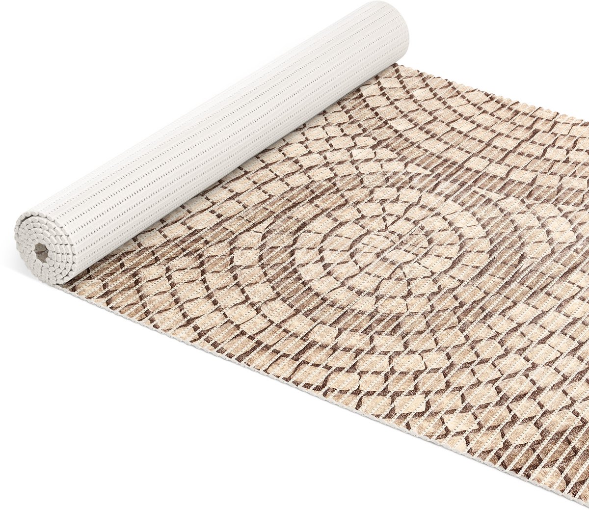 ANRO Badmat Mozaïek Beige 65x180cm Antislip Douchemat Afwasbaar Sneldrogend