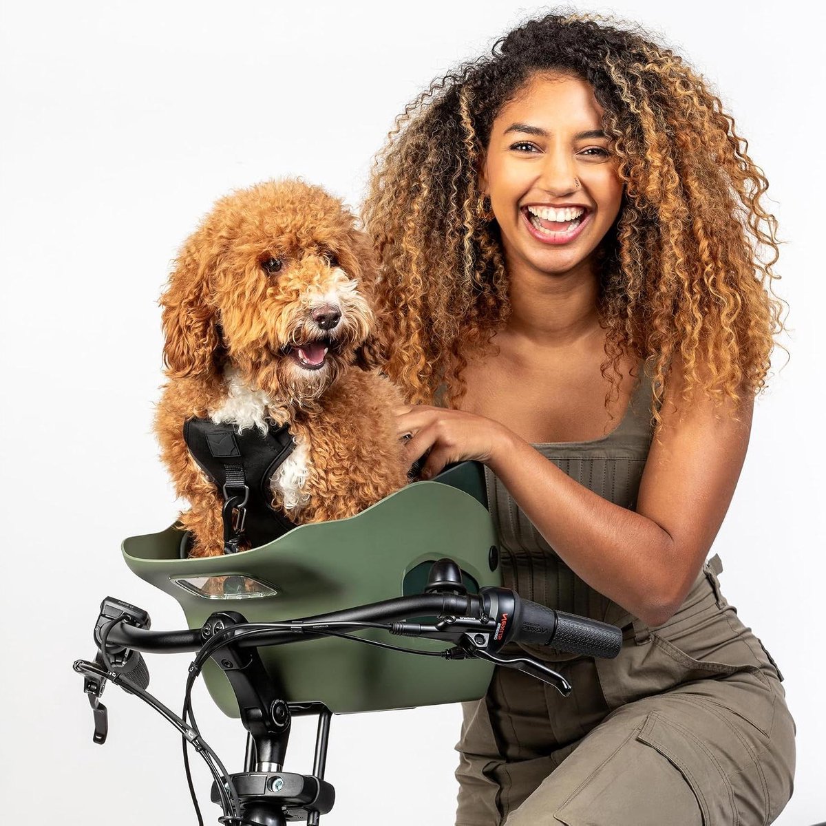 Fietsmand Hond Voorop - Hondenmand Fiets - Samen Fietsen - Bekroond Ontwerp - Tot 12kg - Forest Green