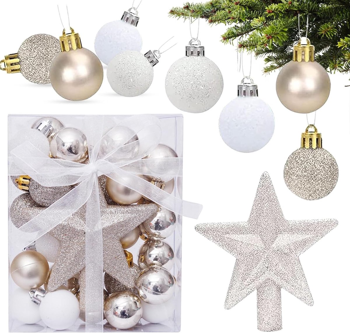 Kerstballen Set - Zilver - 3 cm - Kunststof Decoratie - Voor Kerstboom en Feest
