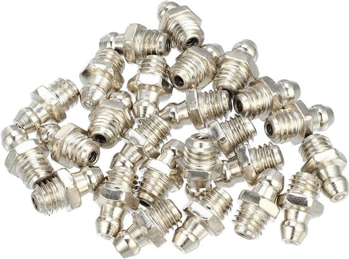 Set van 25 vernikkelde M8 x 1,25 smeernippels voor kegelsmeernippel - Accessoires voor het smeren met rechte smeernippels
