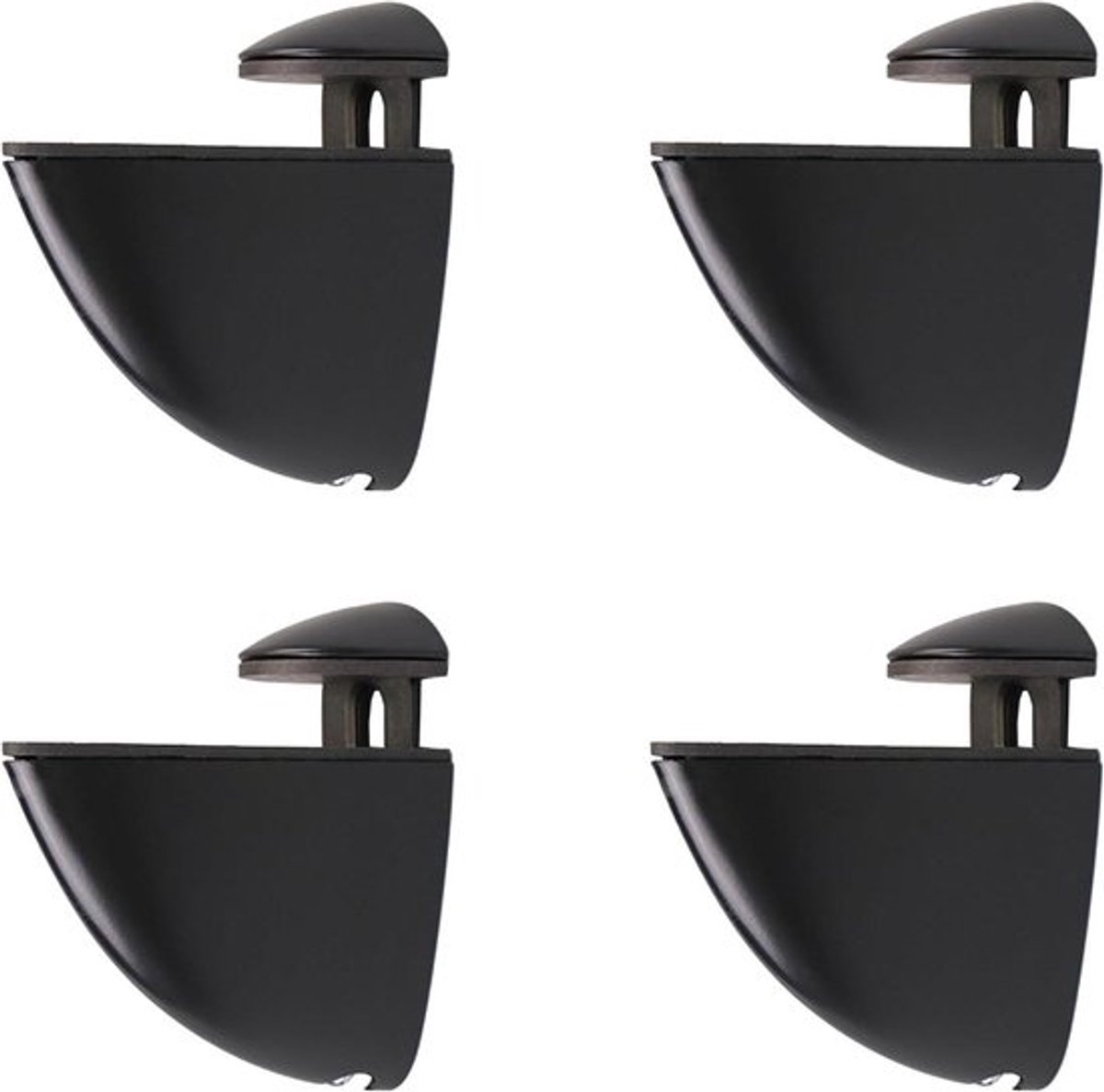 Verstelbare glazen plankhouders voor vitrines - set van 4 - zwart - wandhouder - glazen planken - glas openen en sluiten