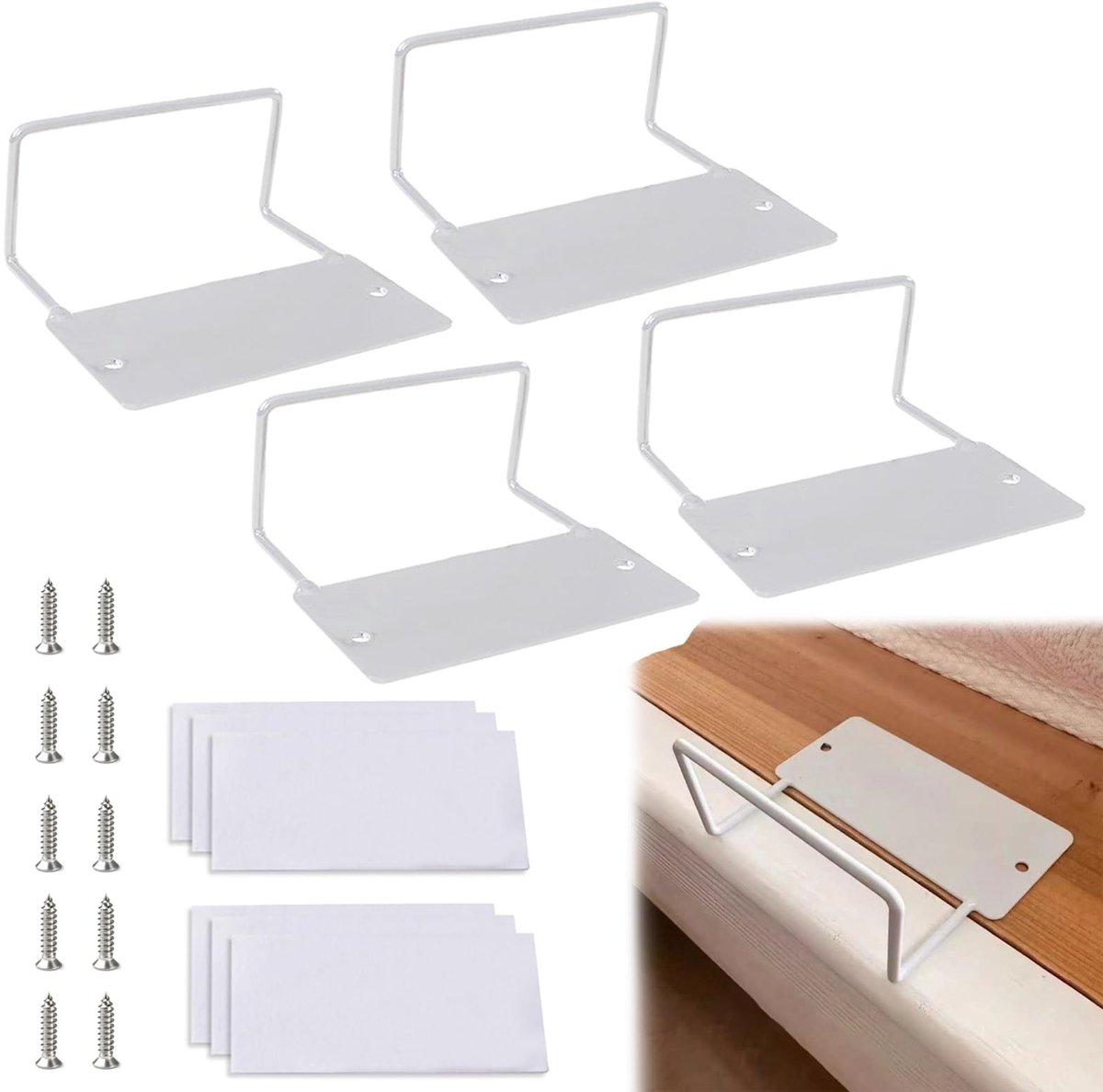 Solidchoice - Metalen Matrashouder tegen Slippen, Inclusief Schroeven en Stickers