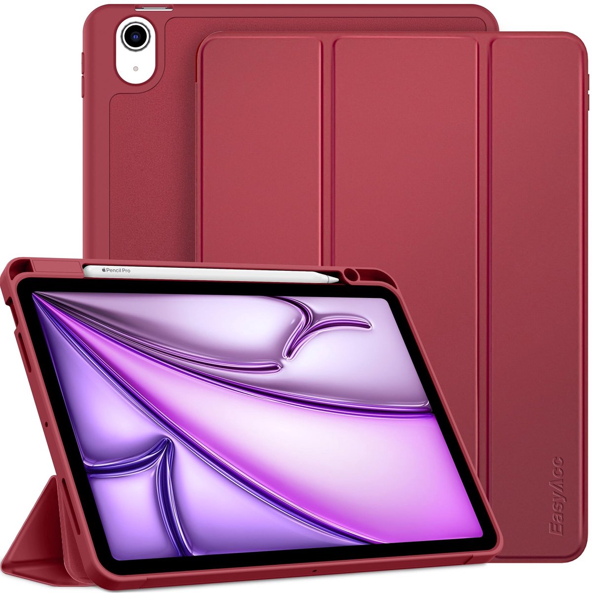 Solidchoice - Ultra Dun TPU Beschermcase voor iPad Air 11 Inch met Penhouder in Bordeaux