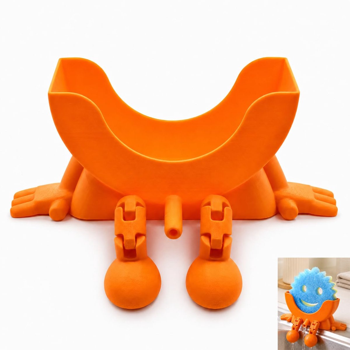 Namajunas - Schattige smiley-hangsponshouder - Vaatdoekhouder met spons - Gootsteen organizer met afvoer - Aanrecht en Keuken Organiser – Keuken accessoires - Keukendecoratie - Cadeau