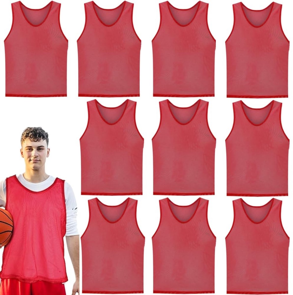 Solidchoice - Set van 10 Training Vesten voor Voetbal 70 x 62 cm