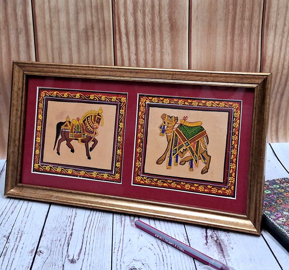 Solidchoice - Zijden Doek Schilderij van Koninklijk Paard en Kameel voor Wanddecoratie