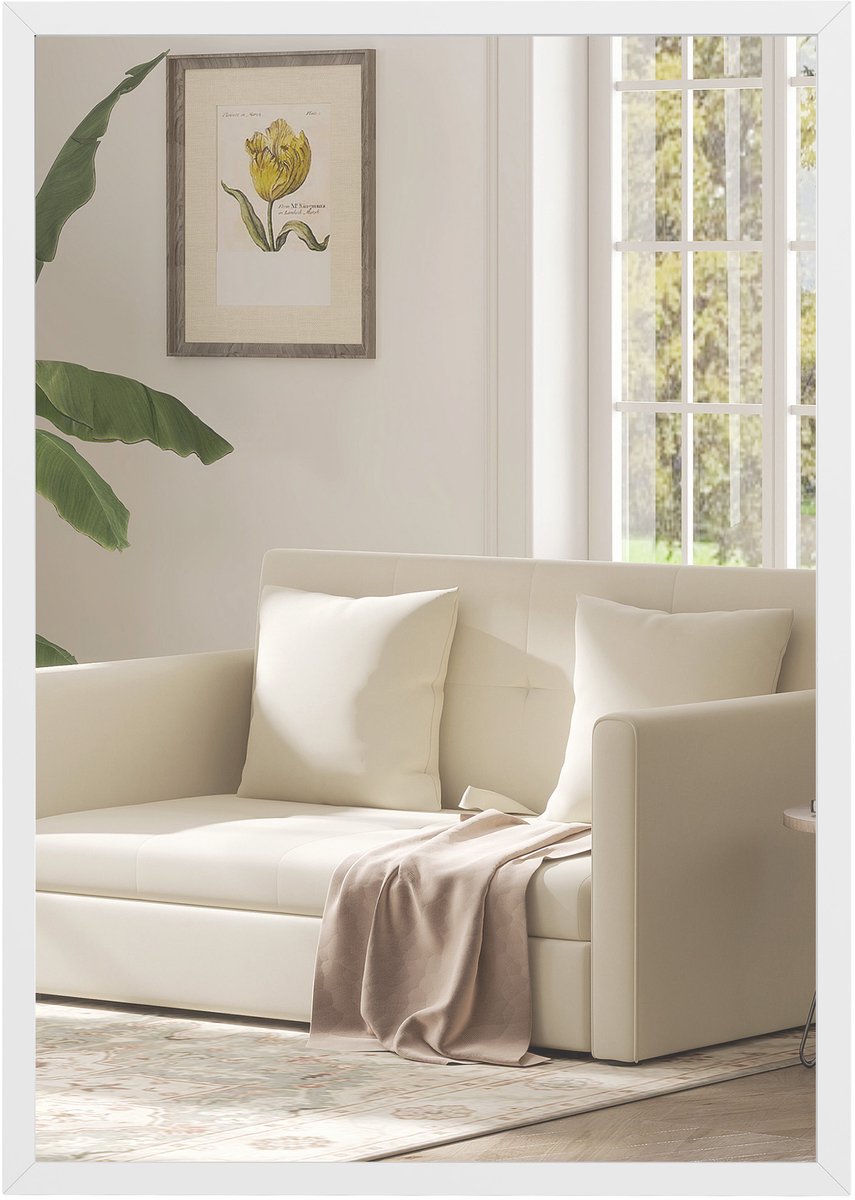 Homcom Wandspiegel-MDF, Glas-50L x 2B x 70H cm-Wit