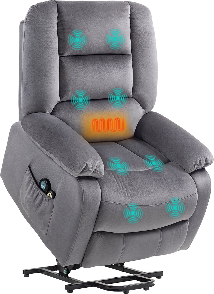 Homcom Multifunctionele Elektrische Opsta-Stoel Polyester, Schuim 93L x 90B x 110H cm Donkergrijs