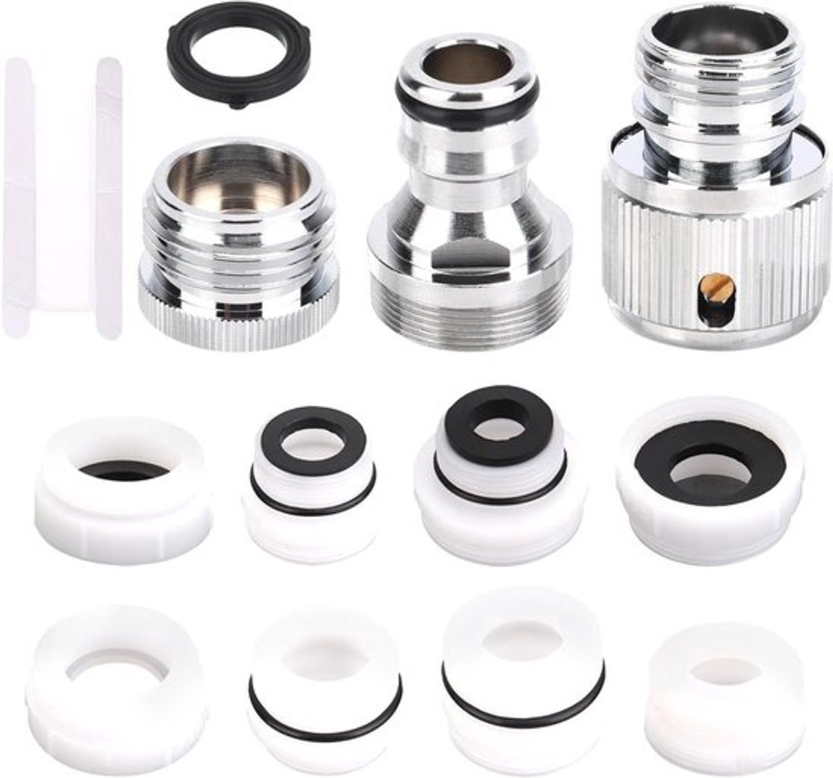 Kraanadapterset voor Gootsteenkraan, Tuinslangadapter, Vaatwasser, Wasmachine - Keuken, Badkamer, Huisdierbad - Snelkoppeling - Tuin - Doucheslang - 3 Pack